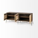 Swordfish 72L x 19W x 3025H Two-Tone Brown Wood Cabinet Silver Metal Base 4 Cabinet Door Sideboard - Default Title