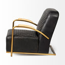Horace I Black Leather Diamond Pattern wGold Iron Frame Accent Chair - Default Title