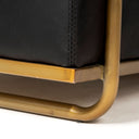 Horace I Black Leather Diamond Pattern wGold Iron Frame Accent Chair - Default Title