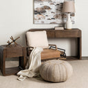 Harman II Cream Fabric and Brown Leather Seat Accent Chair - Default Title
