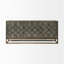 Genevieve II 70x158 Gray Fir Veneer WGold Metal Frame Base 9 Drawer Sideboard - Default Title