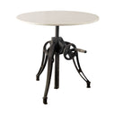 Emslie III 30 Round White Marble Top Black Metal Base Dining Table - Default Title