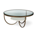 Reinhardt 36 Round Glass Top Marble Shelf Gold Metal Base Coffee Table - Default Title