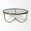 Reinhardt 36 Round Glass Top Marble Shelf Gold Metal Base Coffee Table - Default Title