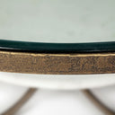 Reinhardt 36 Round Glass Top Marble Shelf Gold Metal Base Coffee Table - Default Title