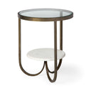 Reinhardt II 20 Round Glass Top Metal and Marble Detail EndSide Table - Default Title
