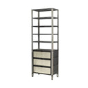 Sunnyvale 32L x 18W x 90H Dark Brown Solid Wood and Mirrored Glass Four Shelf Shelving Unit - Default Title