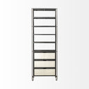 Sunnyvale 32L x 18W x 90H Dark Brown Solid Wood and Mirrored Glass Four Shelf Shelving Unit - Default Title