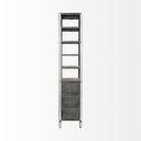 Sunnyvale 32L x 18W x 90H Dark Brown Solid Wood and Mirrored Glass Four Shelf Shelving Unit - Default Title