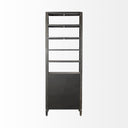 Sunnyvale 32L x 18W x 90H Dark Brown Solid Wood and Mirrored Glass Four Shelf Shelving Unit - Default Title