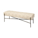 Avery II 55L x 17W Off White Upholstered Seat With Metal Base Accent Bench - Default Title