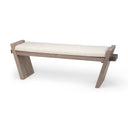 Elaine I 58L x 1475W x 20H Brown Wood Upholstered Cream Seat Entryway Bench - Default Title