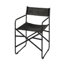 Direttore Black Iron Frame Black Leather Dining Chair - Default Title