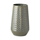 Gemma III Metal Glossy GreenGray Chevron Vase - Default Title