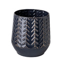 Gemma I Metal Glossy Dark Blue Chevron Vase - Default Title