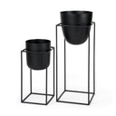 Bumble Set of 2 12L x 12W x 32H Black Plant Stands - Default Title