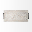 Alfred 35L x 16W Natural Wooden Herringbone Rectangular Tray - Default Title