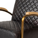 Horace I Black Leather Diamond Pattern wGold Iron Frame Accent Chair - Default Title