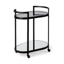 Eleonore Black Metal Frame Two-Tier wGlass Shelves Bar Cart - Default Title