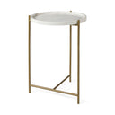 Stella 17L x 17W White Round Marble Top WGold Base Accent Table - Default Title