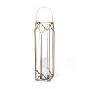 Ivy Large Gold Metal Geometric Cage Candle Holder Lantern - Default Title
