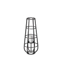 Bella Small Black Metal Cylindrical Cage Candle Holder Lantern - Default Title