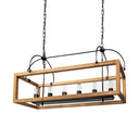 Josie 42x145x20 Natural Wood Chassis Six Light Chandelier - Default Title
