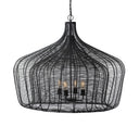 Camila 40x31 Black Metal Mesh-Style Four Bulb Chandelier - Default Title