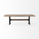 Araxi 95L x 41W x 30H Rectangular Brown Solid Wood Top Black Metal Base Dining Table - Default Title