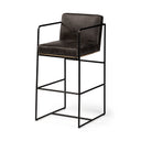 Stamford 40 Total Height Black Leather Seat w Wood Back Metal Frame Bar Stool - Default Title