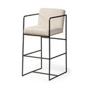 Stamford 40 Total Height Light Beige Upholstered Seat w Wood Back Metal Frame Bar Stool - Default Title