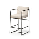 Stamford 36 Total Height Light Beige Upholstered Seat w Wood Back Metal Frame Counter Stool - Default Title