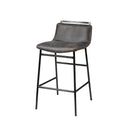 Kavalan 335 Total Height Ebony Leather Seat Black Metal Frame Counter Stool - Default Title