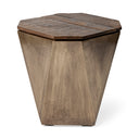 Esagono Octagonal Gold Metal-Clad Reclaimed Wood EndSide Table w Storage - Default Title