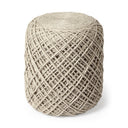 Allium Oatmeal Handwoven Wool Cylindrical Pouf - Default Title