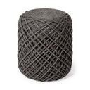 Allium Dark Gray Handwoven Wool Cylindrical Pouf - Default Title