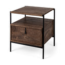 Glenn I 20L x 21W x 24H Dark Brown Wood w Black Iron Frame Square EndSide Table - Default Title