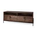 Glenn IV Dark Brown Wood w Black Iron Frame Media Console w Storage TV Stand for TV up to 71 - Default Title