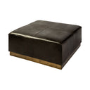 Minara 36 Square Black Leather Wrapped wMetal Base Ottoman - Default Title