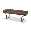 Jessie 55L x 16W Brown Leather Seat WBlack Metal Base Accent Bench - Default Title