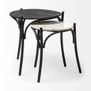 Etienne VII 24 Set of Two Round Top Black Wood and Marble Top Nesting Table - Default Title