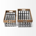 Chartrand Set of 2 Wood And Metal Open Crate Style Baskets - Default Title