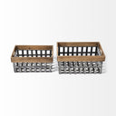 Chartrand Set of 2 Wood And Metal Open Crate Style Baskets - Default Title