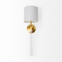 Santander II 65x22 Gold Metal and White Linen Shade Wall Sconce - Default Title