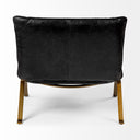 Flavelle II Black Leather Cushion Seat and Solid Iron Base Accent Chair - Default Title