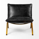 Flavelle II Black Leather Cushion Seat and Solid Iron Base Accent Chair - Default Title