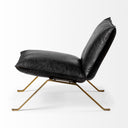 Flavelle II Black Leather Cushion Seat and Solid Iron Base Accent Chair - Default Title