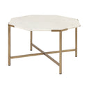 Vincent 33 Octagonal White Marble Tabletop w Gold Metal Base Coffee Table - Default Title