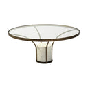 Jacinta 36 Round Glass Top Metal and Marble Pedestal Coffee Table - Default Title