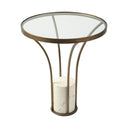 Jacinta II 21 Round Glass Top Metal and Marble Pedestal EndSide Table - Default Title
